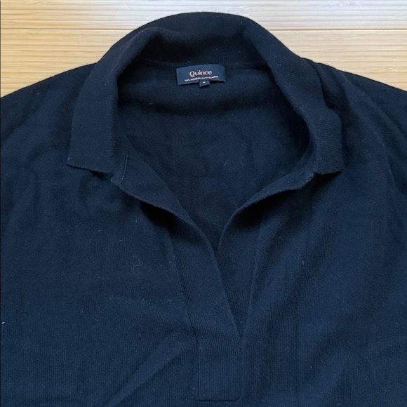 Quince Mongolian Cashmere Polo Sweater in black, size small - Picture 5 of 10
